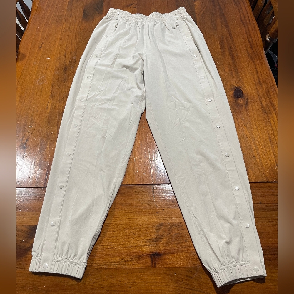 Lululemon Womens Tan Tear-Away Mid-Rise Athletic Snap‎ Button Track Pants Size 4